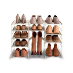 Étagère à chaussures autoportante réglable, pour 12 paires, cadre en acier au carbone, blanc cassé, 75,7 cm L