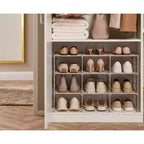 Étagère à chaussures autoportante réglable, pour 12 paires, cadre en acier au carbone, blanc cassé, 75,7 cm L