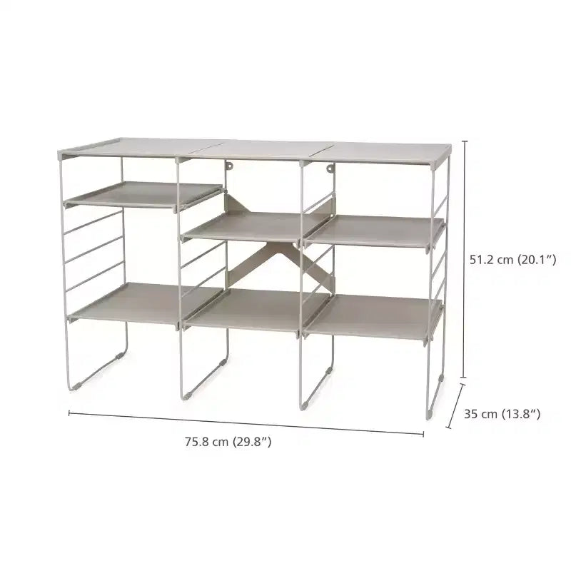 Étagère à chaussures autoportante réglable, pour 12 paires, cadre en acier au carbone, blanc cassé, 75,7 cm L