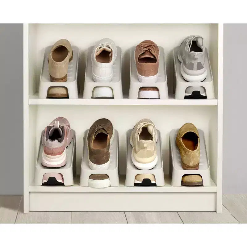 Organiseur de chaussures compact et peu encombrant, lot de 6, peut contenir 6 paires, autoportant, blanc cassé