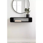 Étagère murale flottante noire 30"x6,5", Bois de manguier, Aucun assemblage requis, Fixations incluses