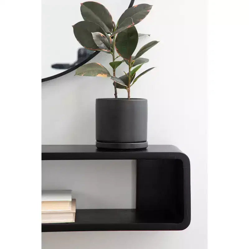 Étagère murale flottante noire 30"x6,5", Bois de manguier, Aucun assemblage requis, Fixations incluses