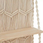 Étagère murale en macramé faite à la main, 2 étagères en bois de manguier, corde de coton, style bohème, 63,5 cm x 124,5 cm