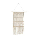 Étagère murale en macramé faite à la main, 2 étagères en bois de manguier, corde de coton, style bohème, 63,5 cm x 124,5 cm