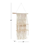 Étagère murale en macramé faite à la main, 2 étagères en bois de manguier, corde de coton, style bohème, 63,5 cm x 124,5 cm