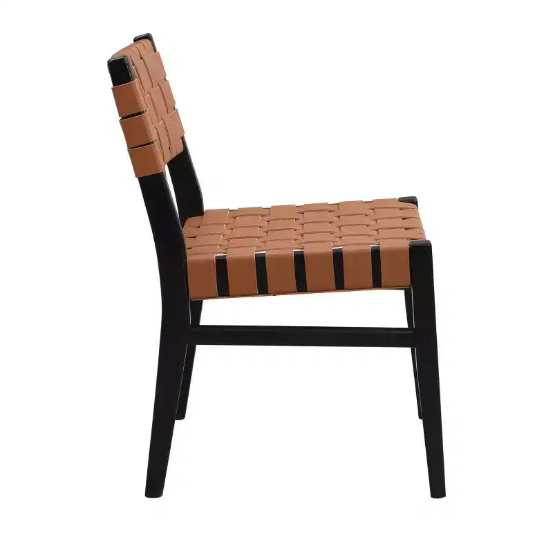 Christopher Knight Home Chaise de salle à manger Cassius en similicuir tressé et bois d'hévéa (lot de 2)