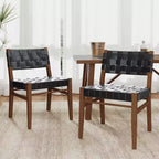 Christopher Knight Home Chaise de salle à manger Cassius en similicuir tressé et bois d'hévéa (lot de 2)
