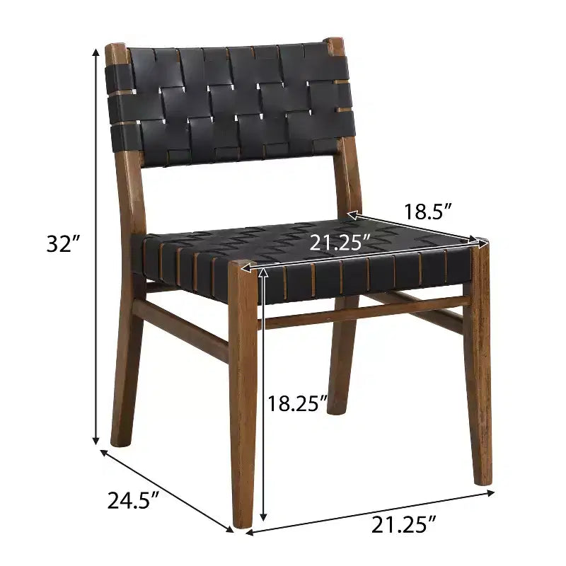 Christopher Knight Home Chaise de salle à manger Cassius en similicuir tressé et bois d'hévéa (lot de 2)