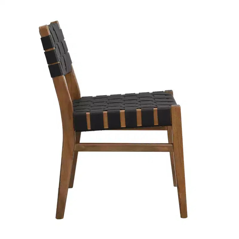 Christopher Knight Home Chaise de salle à manger Cassius en similicuir tressé et bois d'hévéa (lot de 2)