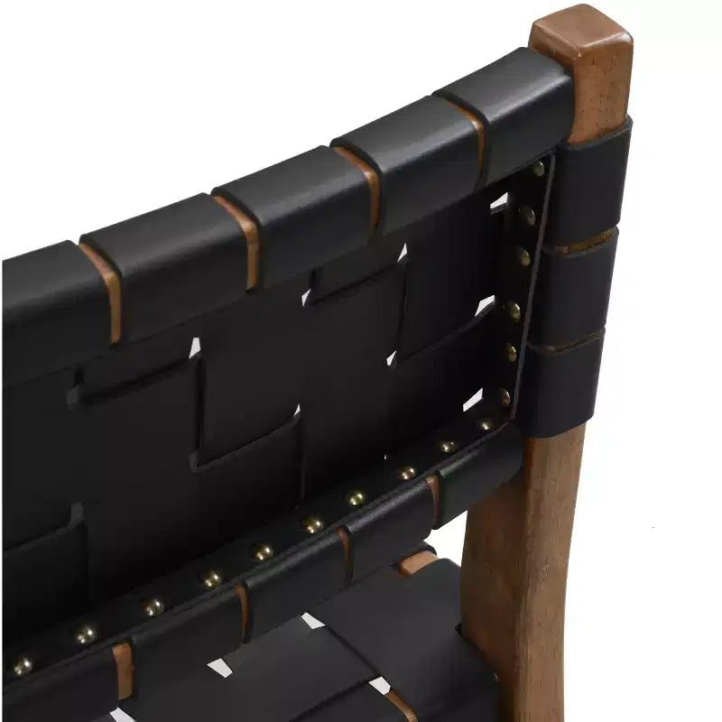 Christopher Knight Home Chaise de salle à manger Cassius en similicuir tressé et bois d'hévéa (lot de 2)