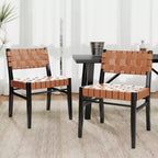 Christopher Knight Home Chaise de salle à manger Cassius en similicuir tressé et bois d'hévéa (lot de 2)