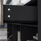 Meuble TV moderne 63" avec portes relevables et rangement, grain de bois gris, convient aux téléviseurs jusqu'à 70"