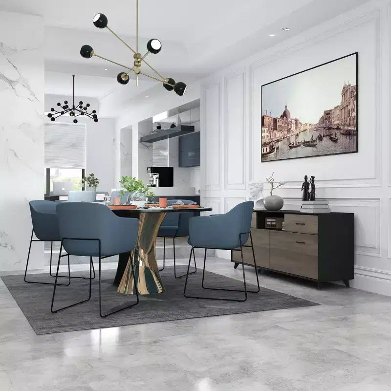 Meuble TV moderne 63" avec portes relevables et rangement, grain de bois gris, convient aux téléviseurs jusqu'à 70"