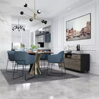 Meuble TV moderne 63" avec portes relevables et rangement, grain de bois gris, convient aux téléviseurs jusqu'à 70"