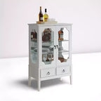 Vitrine de rangement dorée avec portes en verre et 2 tiroirs, MDF, 28"x15"x43"