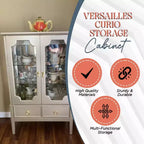 Vitrine de rangement dorée avec portes en verre et 2 tiroirs, MDF, 28"x15"x43"