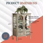 Vitrine de rangement dorée avec portes en verre et 2 tiroirs, MDF, 28"x15"x43"