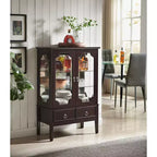 Vitrine de rangement dorée avec portes en verre et 2 tiroirs, MDF, 28"x15"x43"