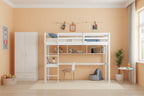 Durable Double-Level Loft Bed with Integrated Desk and Storage Shelf