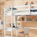 Lit mezzanine durable à double niveau avec bureau intégré et étagère de rangement