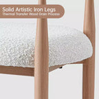 Lot de 2 fauteuils de salle à manger en bouclette avec pieds en métal imitation bois, dossier incurvé capitonné, 150 kg