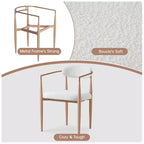 Lot de 2 fauteuils de salle à manger en bouclette avec pieds en métal imitation bois, dossier incurvé capitonné, 150 kg