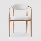 Lot de 2 fauteuils de salle à manger en bouclette avec pieds en métal imitation bois, dossier incurvé capitonné, 150 kg
