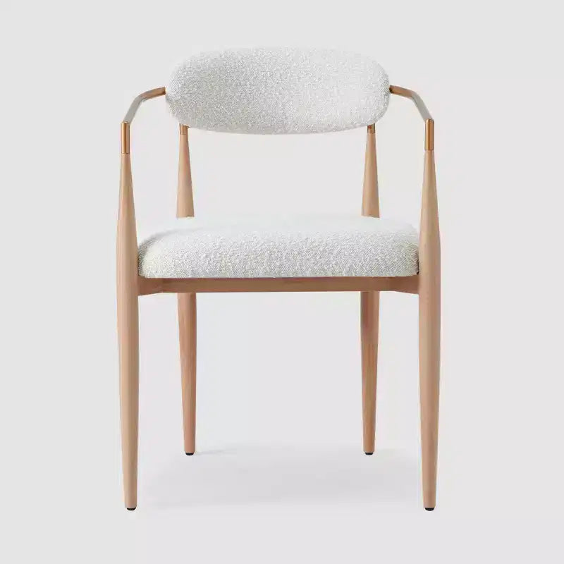 Lot de 2 fauteuils de salle à manger en bouclette avec pieds en métal imitation bois, dossier incurvé capitonné, 150 kg