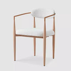Lot de 2 fauteuils de salle à manger en bouclette avec pieds en métal imitation bois, dossier incurvé capitonné, 150 kg
