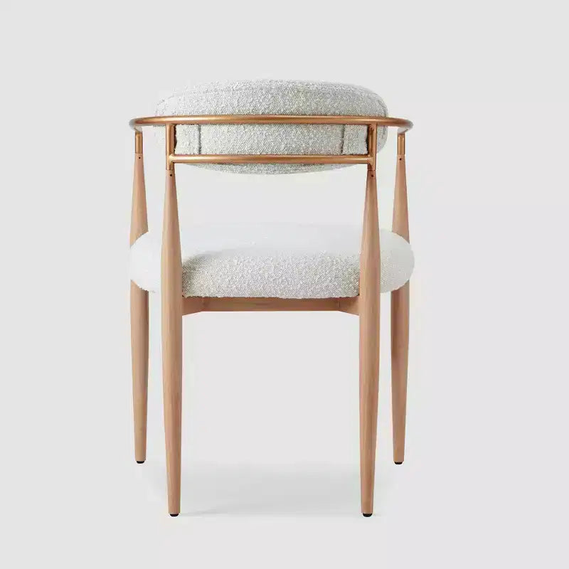 Lot de 2 fauteuils de salle à manger en bouclette avec pieds en métal imitation bois, dossier incurvé capitonné, 150 kg