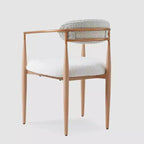 Lot de 2 fauteuils de salle à manger en bouclette avec pieds en métal imitation bois, dossier incurvé capitonné, 150 kg