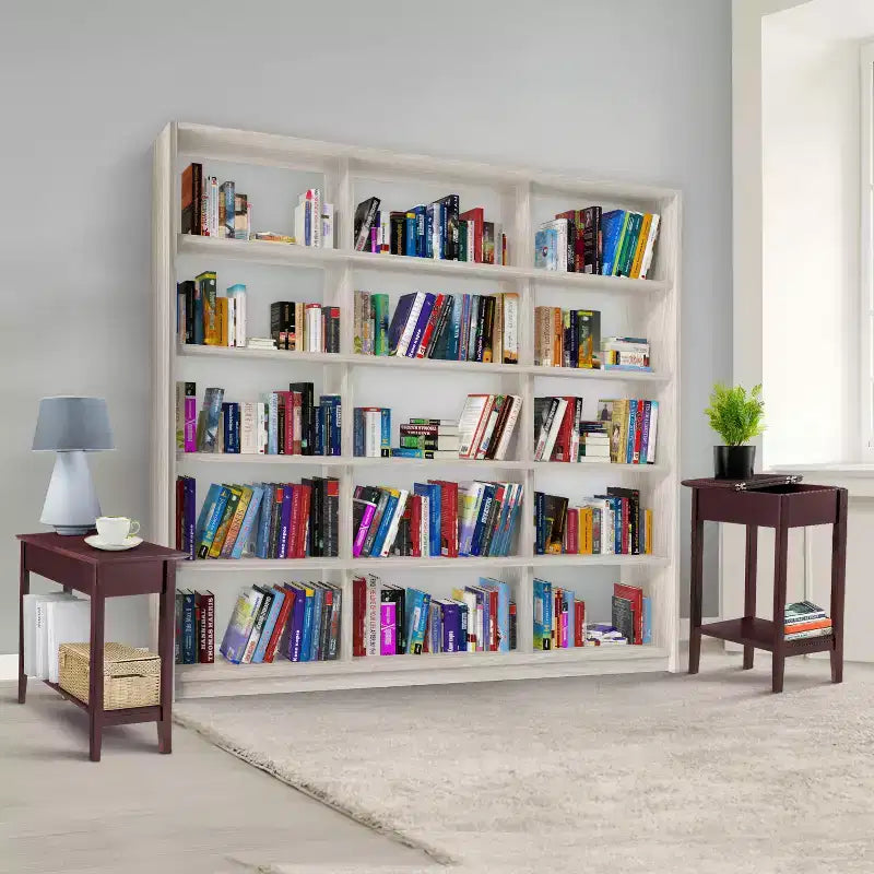 Table d'appoint relevable avec rangement dissimulé, Table d'appoint étroite en bois, 58 cm L x 28 cm l x 61 cm H