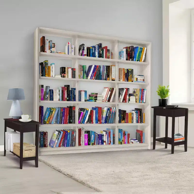 Table d'appoint relevable avec rangement dissimulé, Table d'appoint étroite en bois, 58 cm L x 28 cm l x 61 cm H