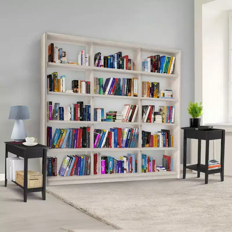 Table d'appoint relevable avec rangement dissimulé, Table d'appoint étroite en bois, 58 cm L x 28 cm l x 61 cm H