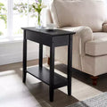 Table d'appoint relevable avec rangement dissimulé, Table d'appoint étroite en bois, 58 cm L x 28 cm l x 61 cm H