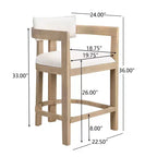 Ensemble de salle à manger 5 pièces à hauteur de comptoir, table ronde avec 4 chaises rembourrées, brun naturel