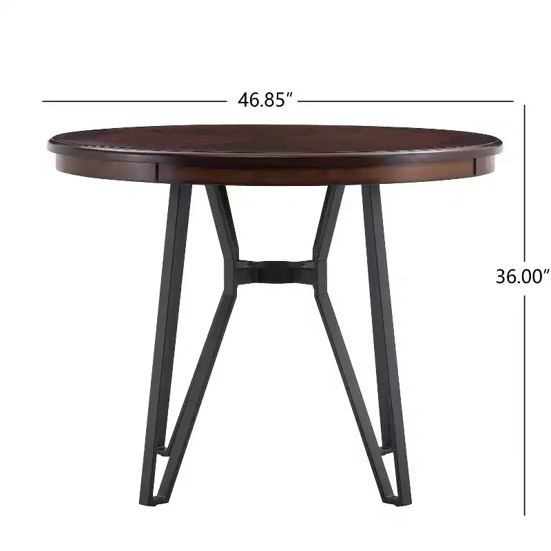 Ensemble de salle à manger 5 pièces à hauteur de comptoir, table ronde avec 4 chaises rembourrées, brun naturel