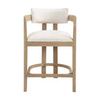 Ensemble de salle à manger 5 pièces à hauteur de comptoir, table ronde avec 4 chaises rembourrées, brun naturel