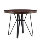 Ensemble de salle à manger 5 pièces à hauteur de comptoir, table ronde avec 4 chaises rembourrées, brun naturel