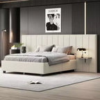 Lit plateforme capitonné Queen Size avec grande tête de lit, Mobilier de chambre