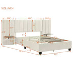 Lit plateforme capitonné Queen Size avec grande tête de lit, Mobilier de chambre
