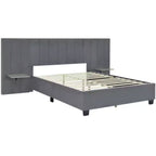 Lit plateforme capitonné Queen Size avec grande tête de lit, Mobilier de chambre