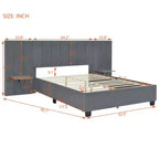 Lit plateforme capitonné Queen Size avec grande tête de lit, Mobilier de chambre