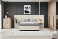 Queen Size Upholstered Platform Bed with Big Headboard, Bedroom Furniture