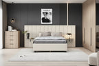 Queen Size Upholstered Platform Bed with Big Headboard, Bedroom Furniture
