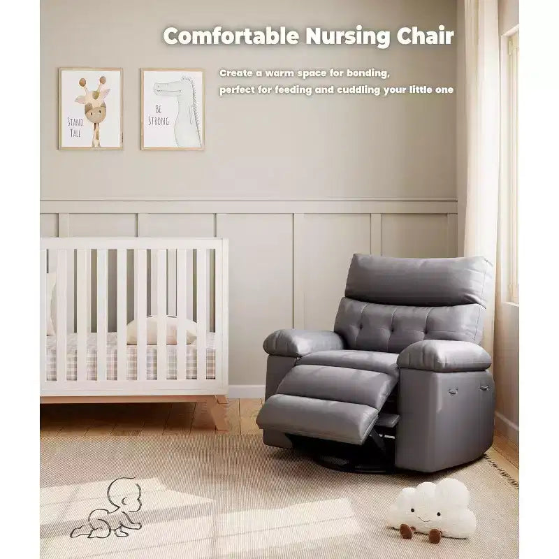 Fauteuil inclinable surdimensionné pour adultes - Fauteuil inclinable et pivotant à 360° en cuir PU, mécanisme d'inclinaison manuel, pour salon/salle de cinéma à domicile