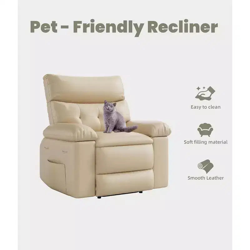 Fauteuil inclinable surdimensionné pour adultes - Fauteuil inclinable et pivotant à 360° en cuir PU, mécanisme d'inclinaison manuel, pour salon/salle de cinéma à domicile