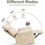 Fauteuil inclinable surdimensionné pour adultes - Fauteuil inclinable et pivotant à 360° en cuir PU, mécanisme d'inclinaison manuel, pour salon/salle de cinéma à domicile