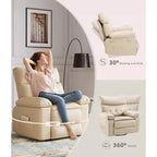 Fauteuil inclinable surdimensionné pour adultes - Fauteuil inclinable et pivotant à 360° en cuir PU, mécanisme d'inclinaison manuel, pour salon/salle de cinéma à domicile