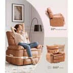 Fauteuil inclinable surdimensionné pour adultes - Fauteuil inclinable et pivotant à 360° en cuir PU, mécanisme d'inclinaison manuel, pour salon/salle de cinéma à domicile